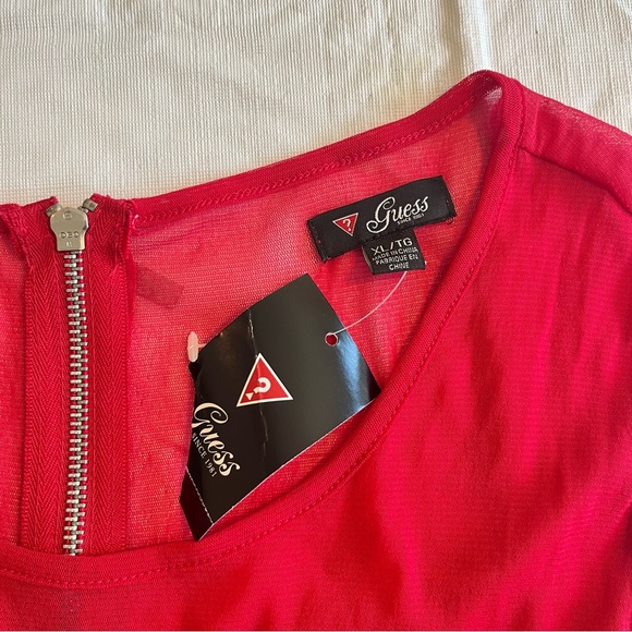 Guess SL Hedy Fitted Paneled Sleeveless Dress Red Mesh Accent (U1-2) - Picture 5 of 14